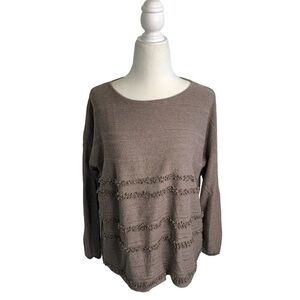 J. Jill Wool Fringe Pullover Sweatshirt Sweater sz S